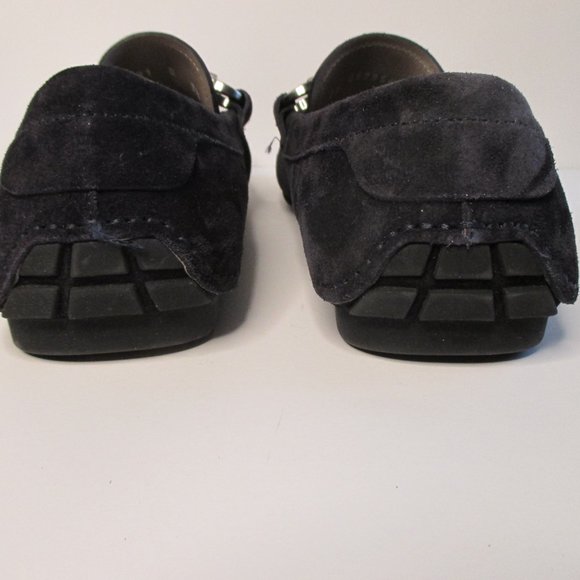 Ferragamo Mens Dark Blue Suede Loafer/Driving Shoes 7 1/2 D New with Box - Picture 9 of 10